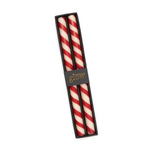 Mackenzie-Childs Candy Cane Dinner Candles Set of 2 Tall 12” Holiday Festive New